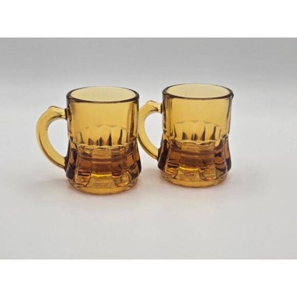 Vintage Federal Glass Amber Beer Mug/Shot Glasses Pre-Loved - Picture 1 of 6